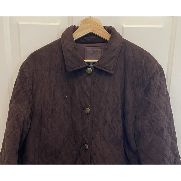Lauren Ralph Lauren Jackets & Blazers - Lauren Ralph Lauren Womens XL Quilted Velvet Velour Brown Barn Coat Jacket